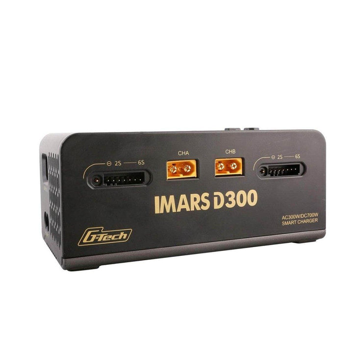 GensAce IMARS D300 G-Tech 300W/700W 1-6S 32A Dual Channel AC/DC Smart Charger - Black at WREKD Co.