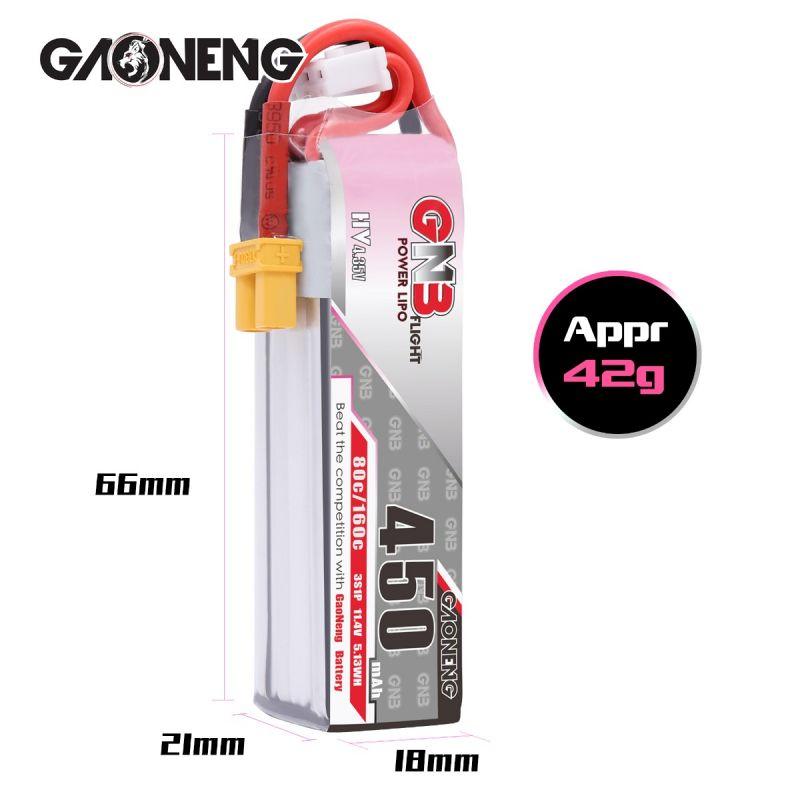 Batería Lipo GNB 450 mAh (HV) 11,4 V 3S 80 C - (HV) XT30