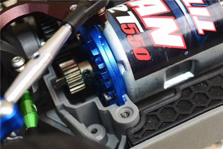 Gpm GT018-B Aluminum Motor Mount Plate Blue W/Heat Sink Fins Traxxas Ford GT4 Tec