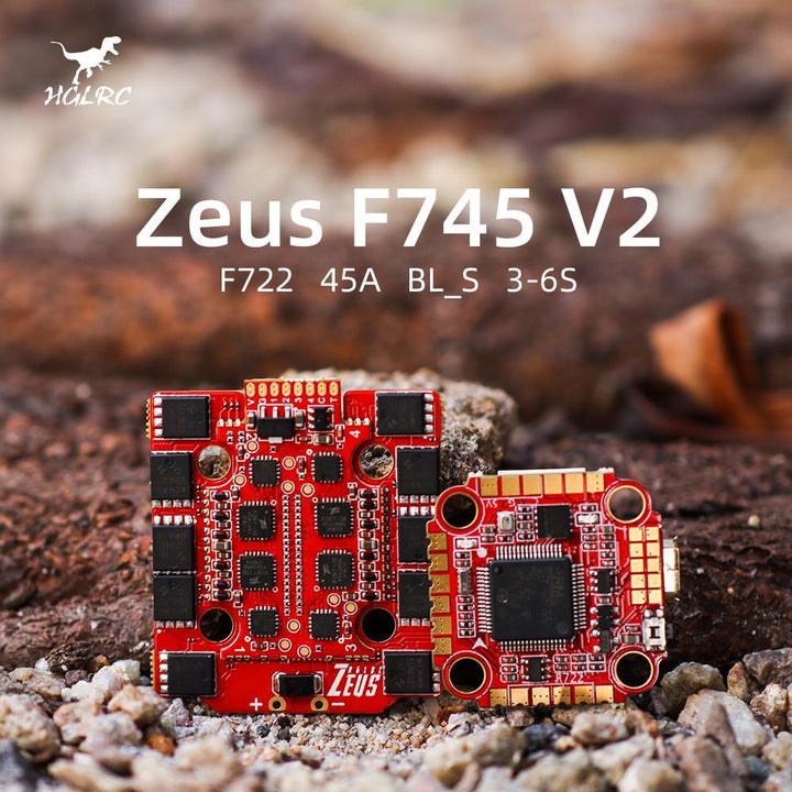 HGLRC Zeus F745 V2 STACK 20X20 3-6S | F722 Flight Controller | 45A BLHeli_S 4in1 ESC at WREKD Co.