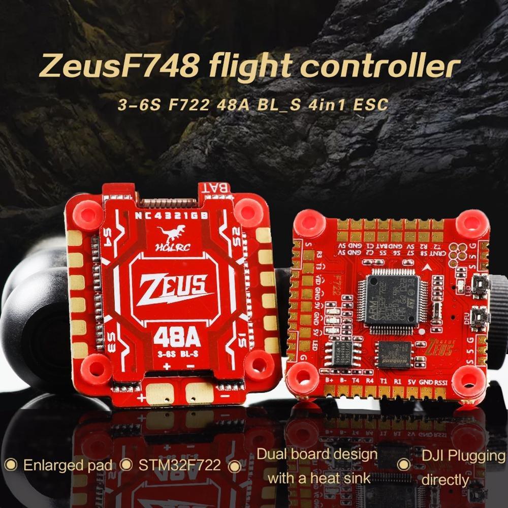 HGLRC Zeus F748 3-6S F722 Stack (Flight Controller + 48A BL_S 4in1 ESC) - 30x30mm at WREKD Co.