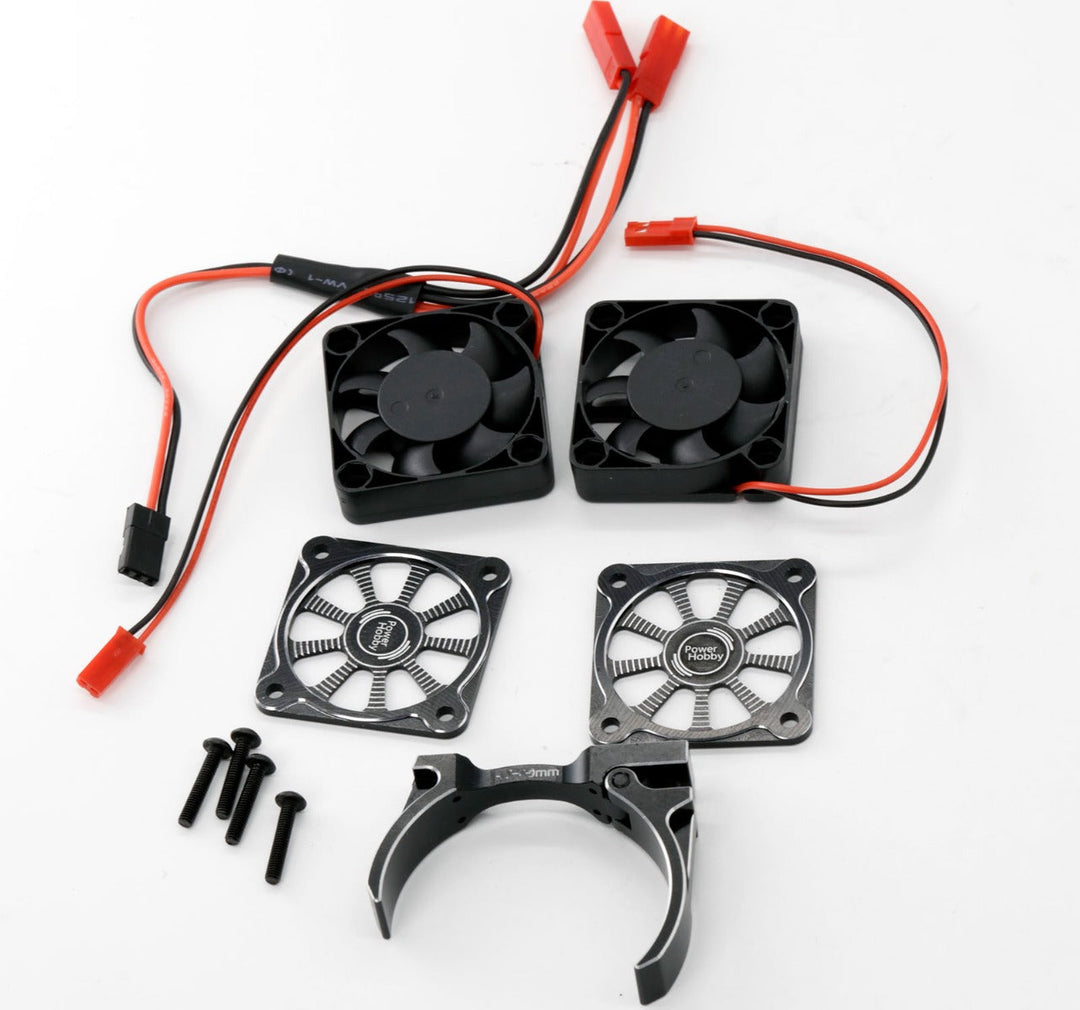 Powerhobby Aluminum Dual High Speed Cooling Fans Blue FOR 1/5 Motor