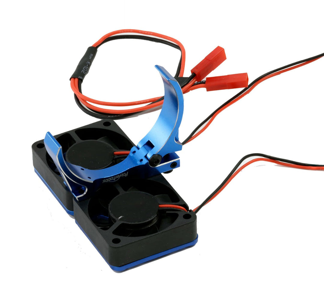 Powerhobby Aluminum Dual High Speed Cooling Fans Blue FOR 1/5 Motor