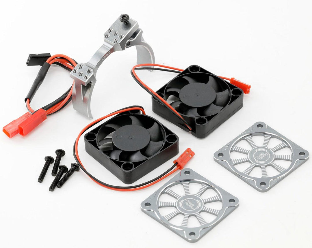 PowerHobby 1/5 Twin Turbo High Speed 40mm Aluminum Cooling Fans Motor Mount Gunmetal