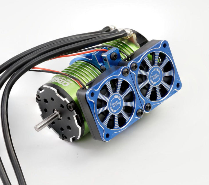 Powerhobby 1/8 Aluminum Heatsink 40mm Dual High Speed Cooling Fans w/Cover Black