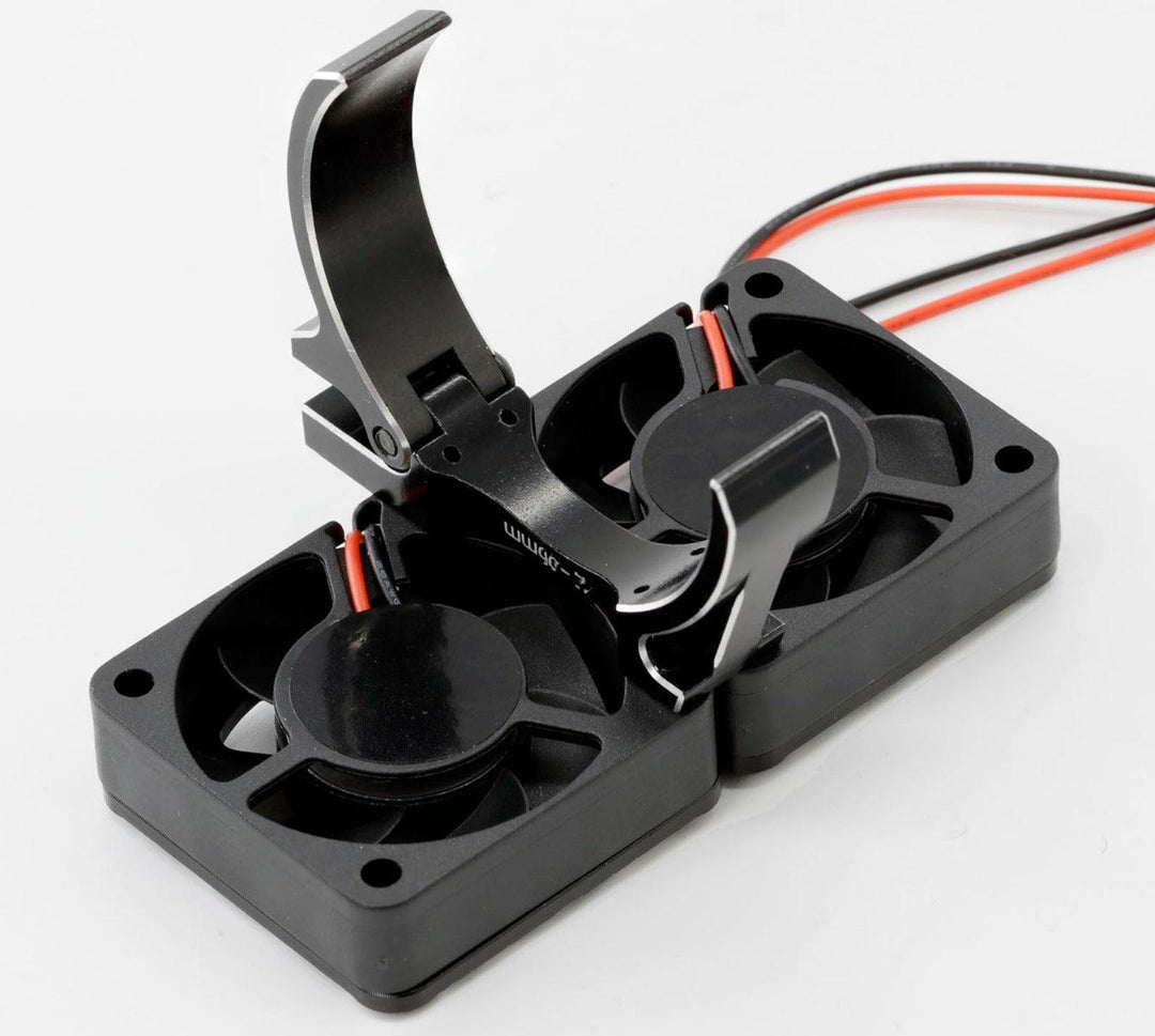 Powerhobby 1/10 Car Aluminum Heatsink 30mm Twin Turbo Cooling Fans Mount BLACK