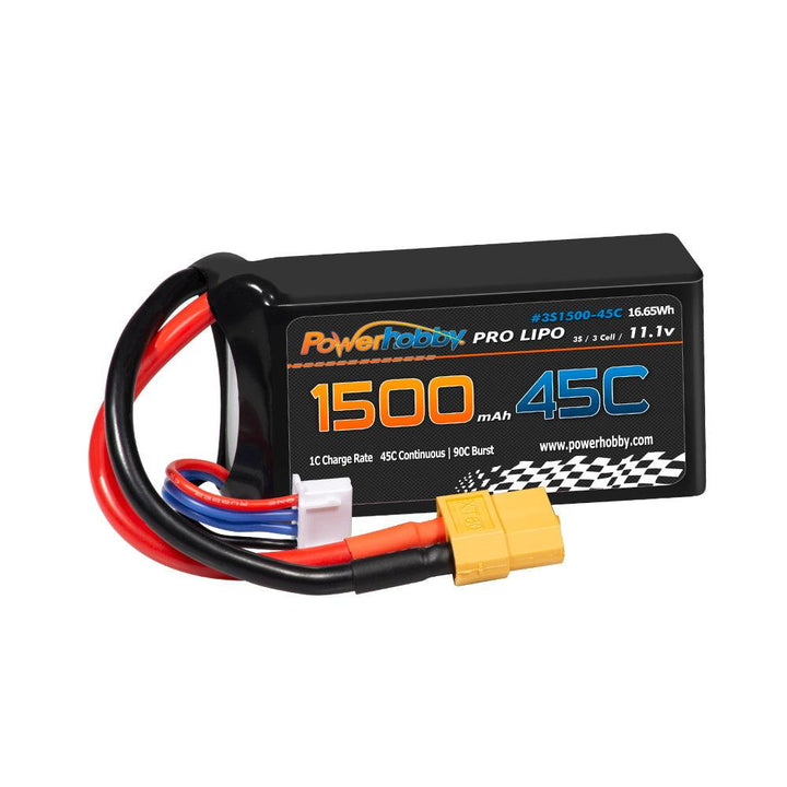 Powerhobby 3S 11.1V 1500mAh 45C XT60 3-Cell: FPV Drone Quad Lipo Battery