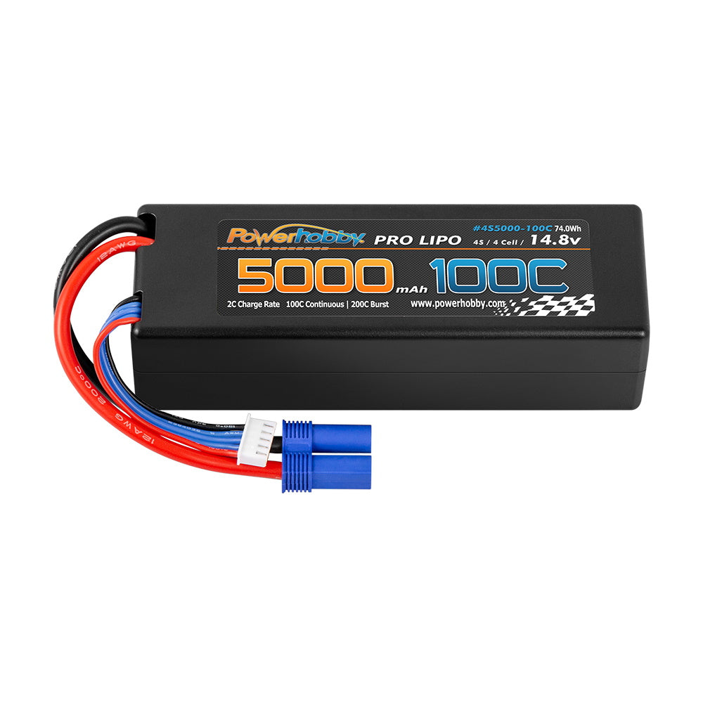 Powerhobby 4S 14.8V 5000mah 100C Lipo Battery w EC5 Plug Hard Case LCG