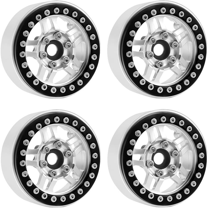 Powerhobby B4 Aluminum 1.9 Beadlock Wheels 9mm Hubs Silver (4) 1/10 Rock Crawler