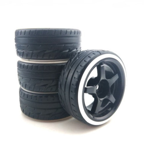 Powerhobby 1/10 Drift Car Mounted Tires / Wheels (4) White / Black PY913