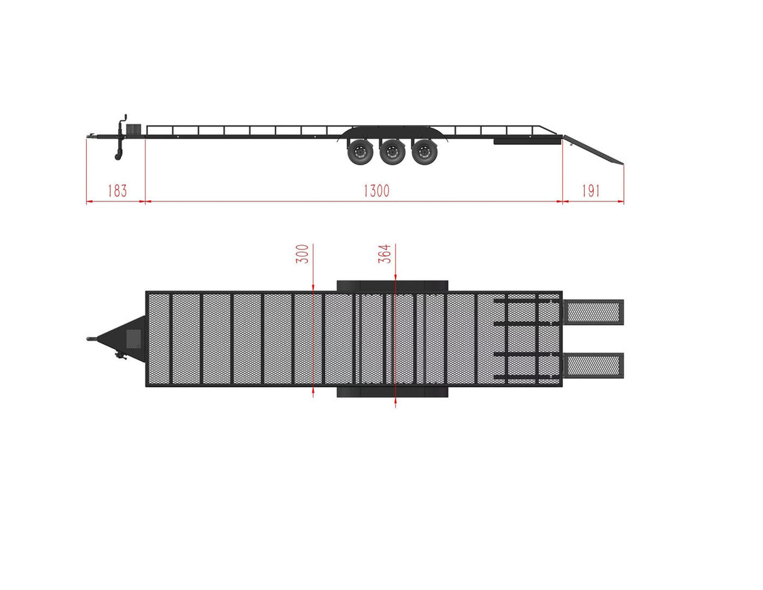 Powerhobby Tri Axle Full Metal Trailer with LED Lights