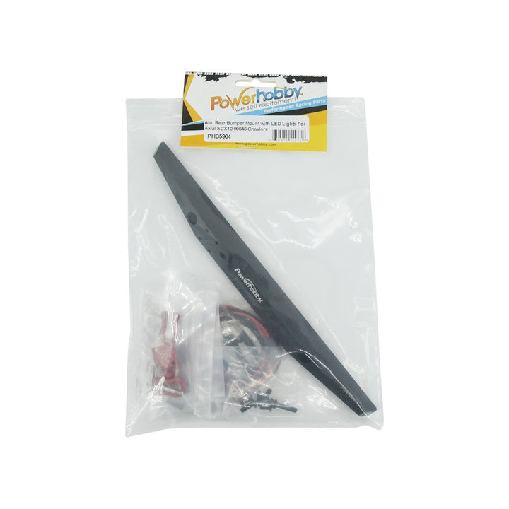 Powerhobby Aluminum Rear Bumper w LED Lights Axial SCX10 90046