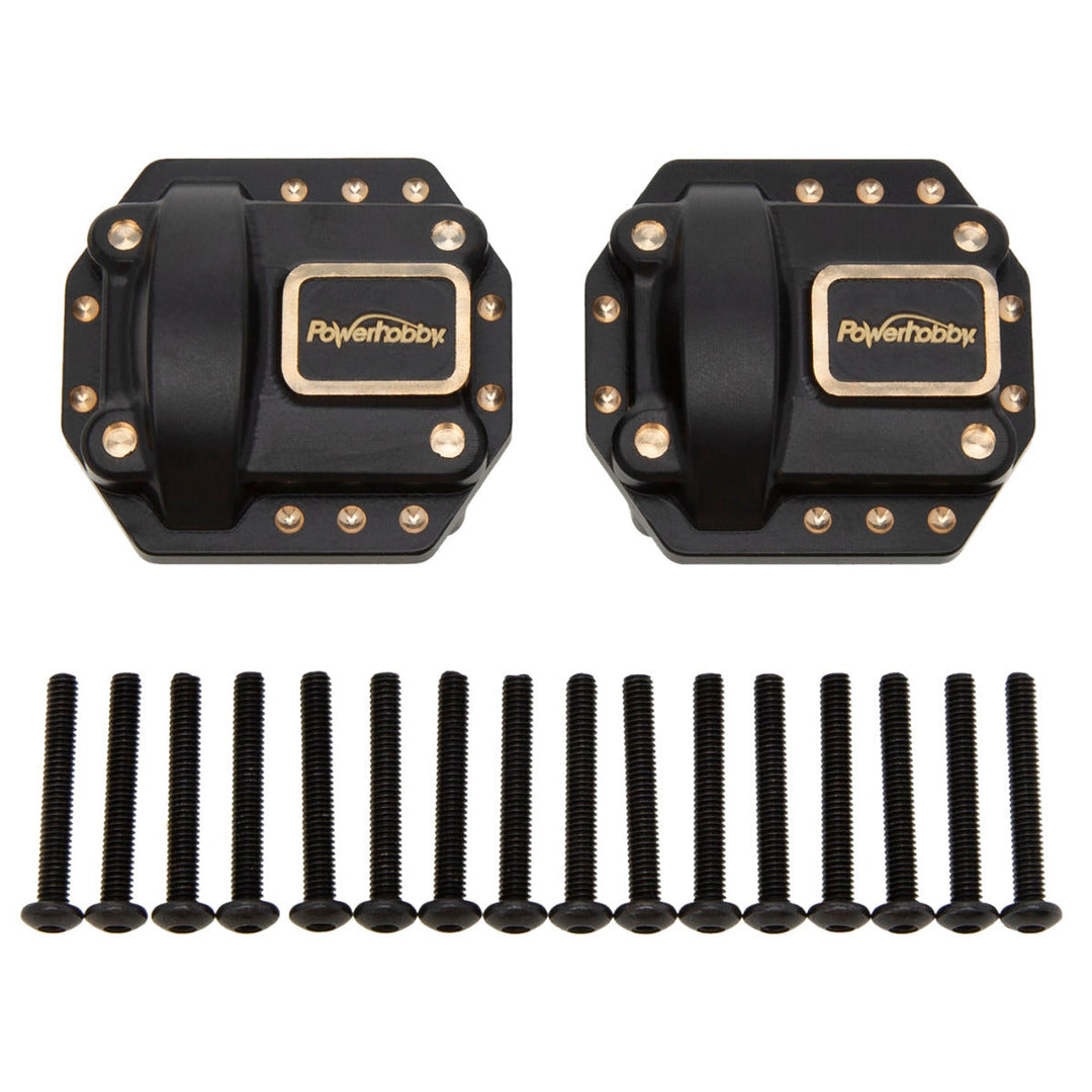 Powerhobby Brass Front / Rear Axle Differential Covers Axial SCX10 II / Plastic Axles