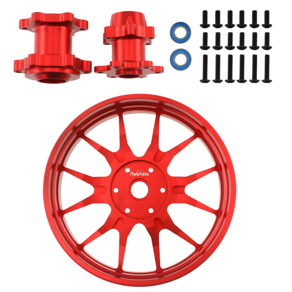 Powerhobby 7075 Aluminum Rear Wheel w Hubs Red Losi Promoto MX
