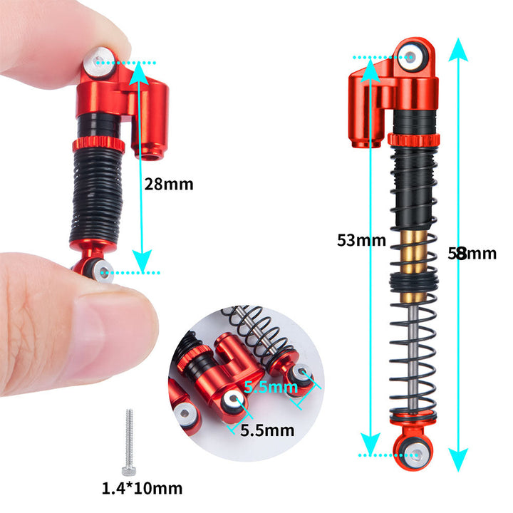 Powerhobby 1/24 Axial SCX24 Aluminum 58mm Long Travel Shocks Jeep Bronco Red