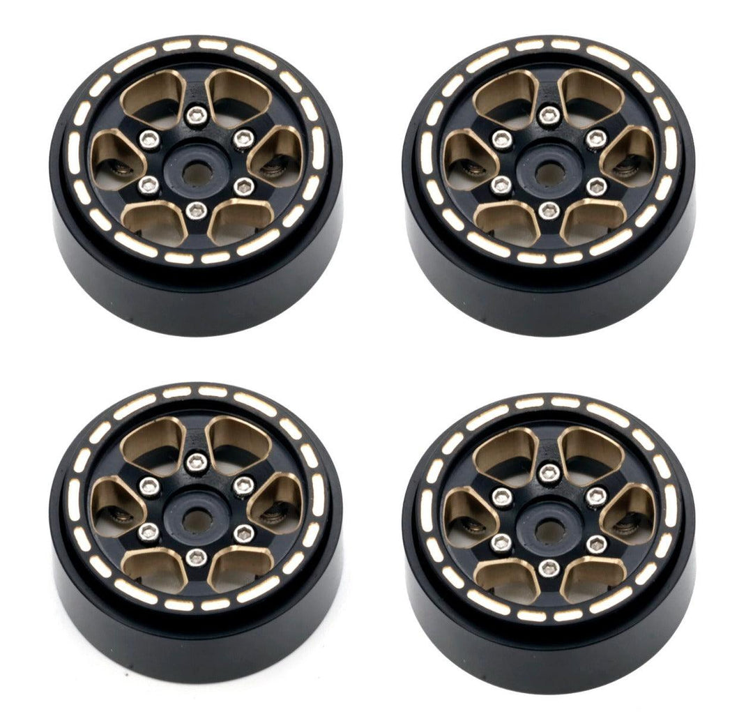 Powerhobby 1.0" Black Brass Beadlock Crawler Wheels 1/24 Axial SCX24