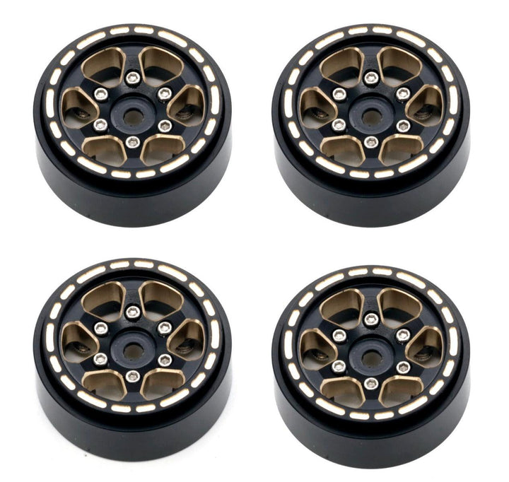 Powerhobby 1.0" Black Brass Beadlock Crawler Wheels 1/24 Axial SCX24