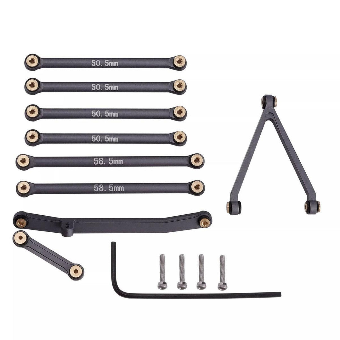 Powerhobby Aluminum Suspension Links Steering Rod Tie Set SCX24 C10 Jeep Gray