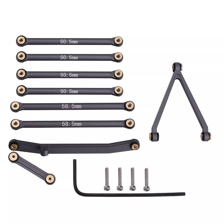 Powerhobby Aluminum Suspension Links Steering Rod Tie Set SCX24 C10 Jeep Gray