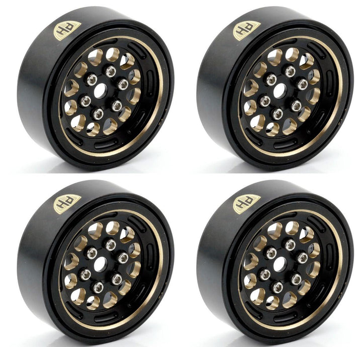 Powerhobby Axial SCX24 1.0" Black Brass Beadlock Crawler Wheels 1/24