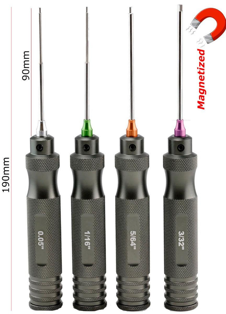 Powerhobby Pro Series Magnetized Hex Tool Set Standard 0.05'' 1/16'' 5/64'' 3/32''