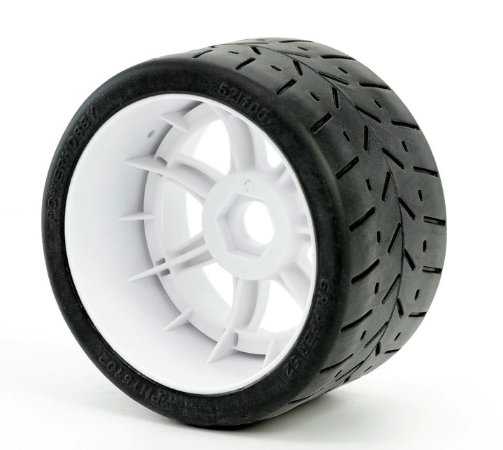 Powerhobby 1/8 Gripper 54/100 Belted Mounted Tires 17mm White Wheels