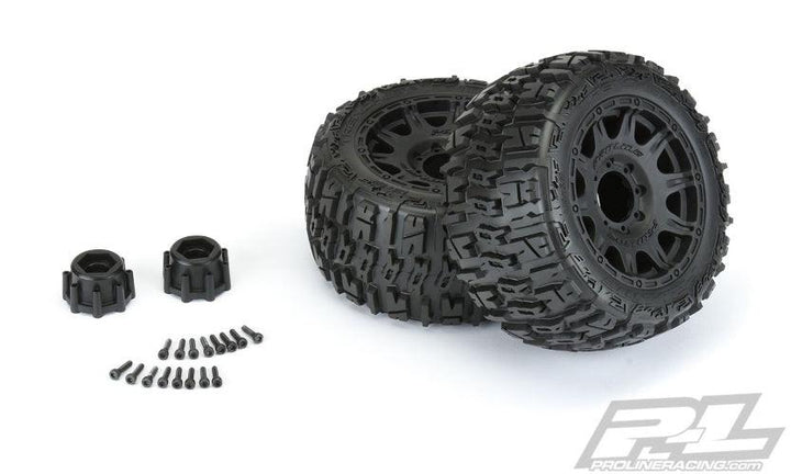 Pro-Line Trencher LP 3.8" All Terrain Tires Mounted for 17mm MT Mounted on Raid Black