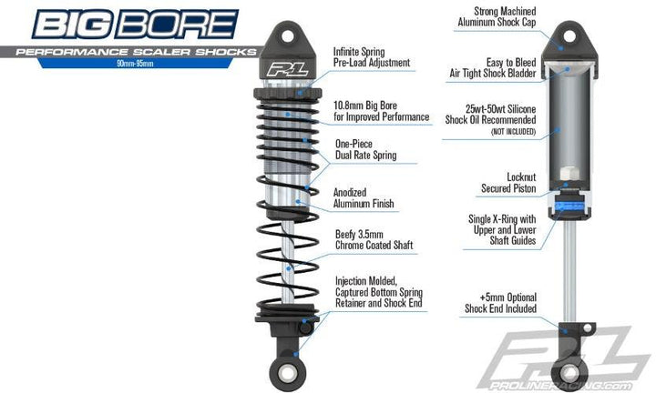 Pro-Line 6343-00 Big Bore Scaler Shocks (90mm-95mm) For 1/10 Rock Crawlers