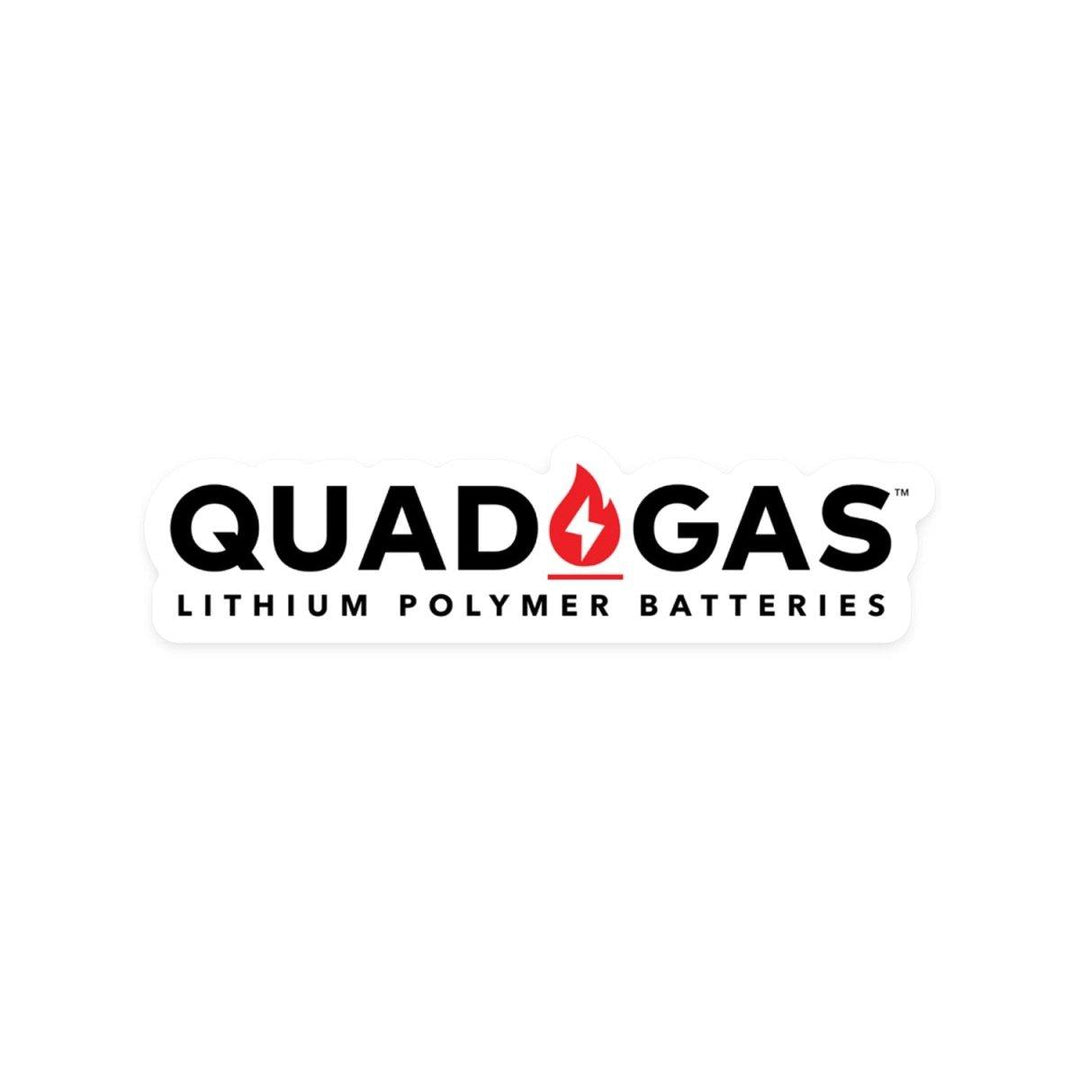 Quad Gas Logo 2.87″ × 0.75″ Sticker w/ Black Letters + White Trim at WREKD Co.