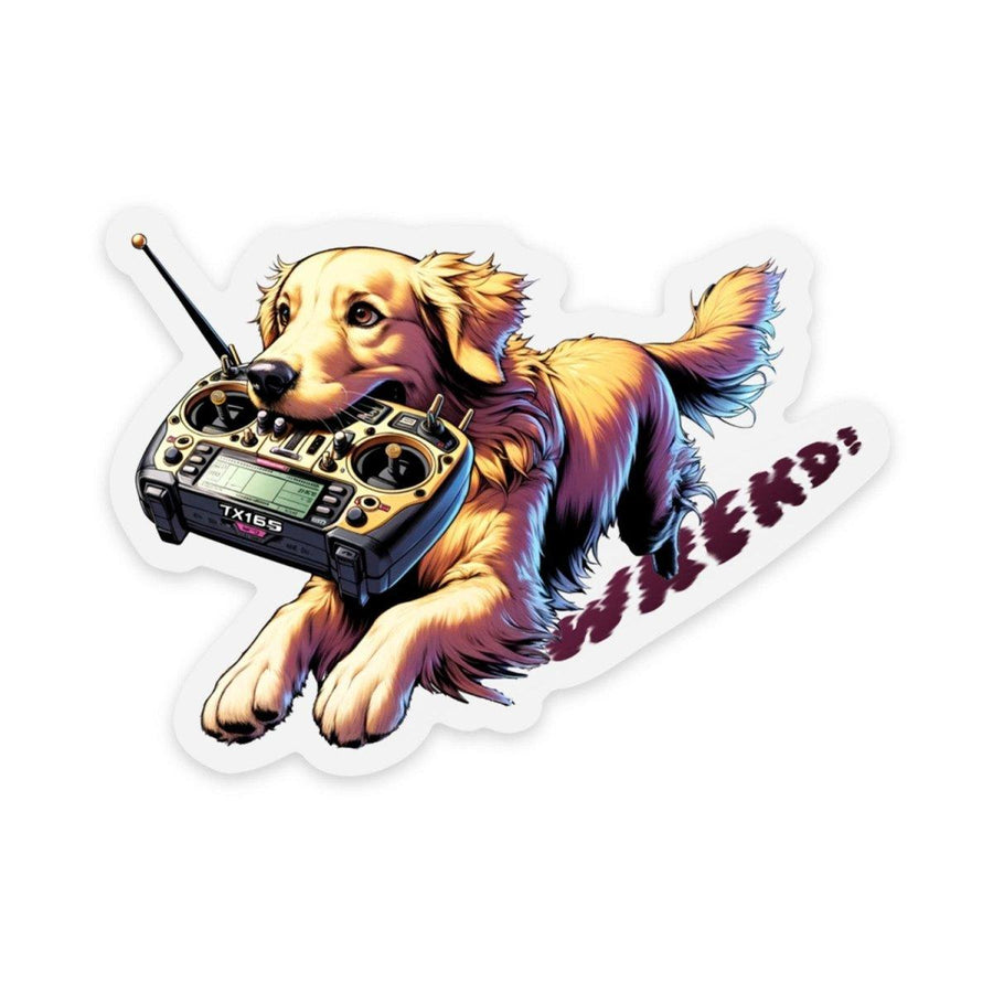 Radio Retriever 3″ × 2.17″ Sticker w/ Clear Trim by WREKD Co. at WREKD Co.