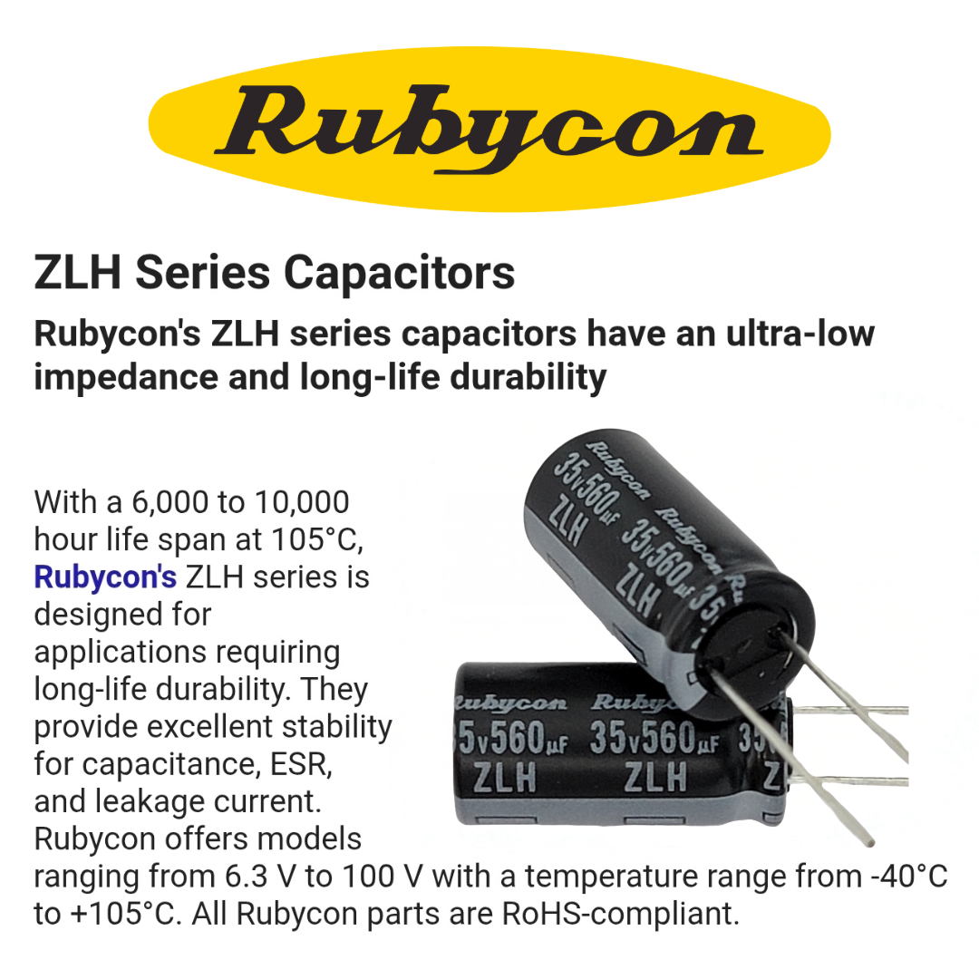 Condensador Rubycon ZHL de 35 V y 560 µF