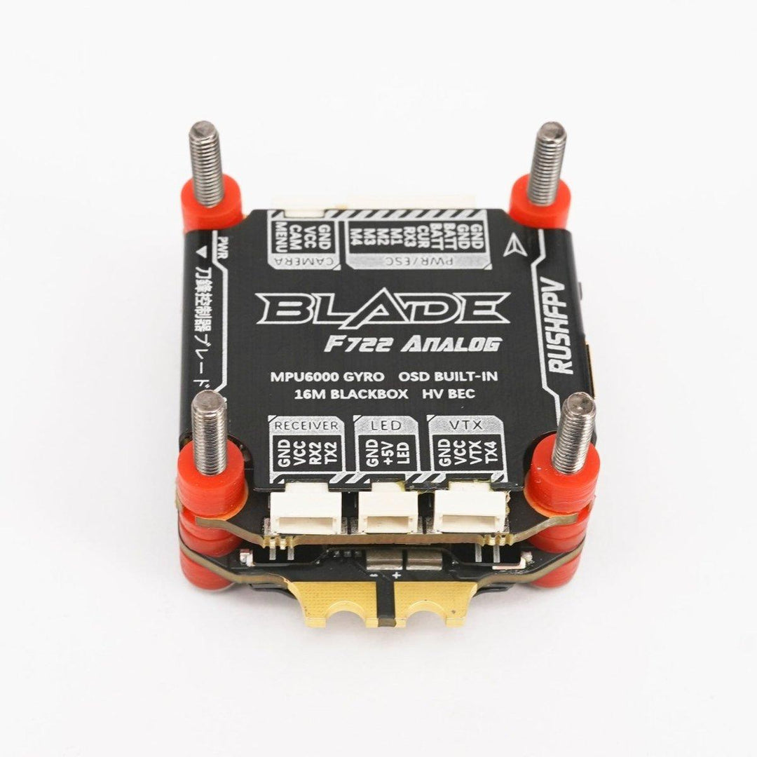 RUSHFPV Blade F722 Analog Stack + 60A Super 3-6S BLHeli_32 96kHz 4-in-1 ESC - 30x30mm at WREKD Co.