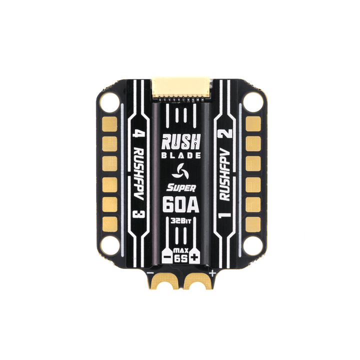 RUSHFPV Rush Blade F722 Analog Stack + Rush Blade Super 3-6S BLHeli_32 60A 96kHz 4in1 ESC & Rush Tank II VTX - 30x30mm at WREKD Co.