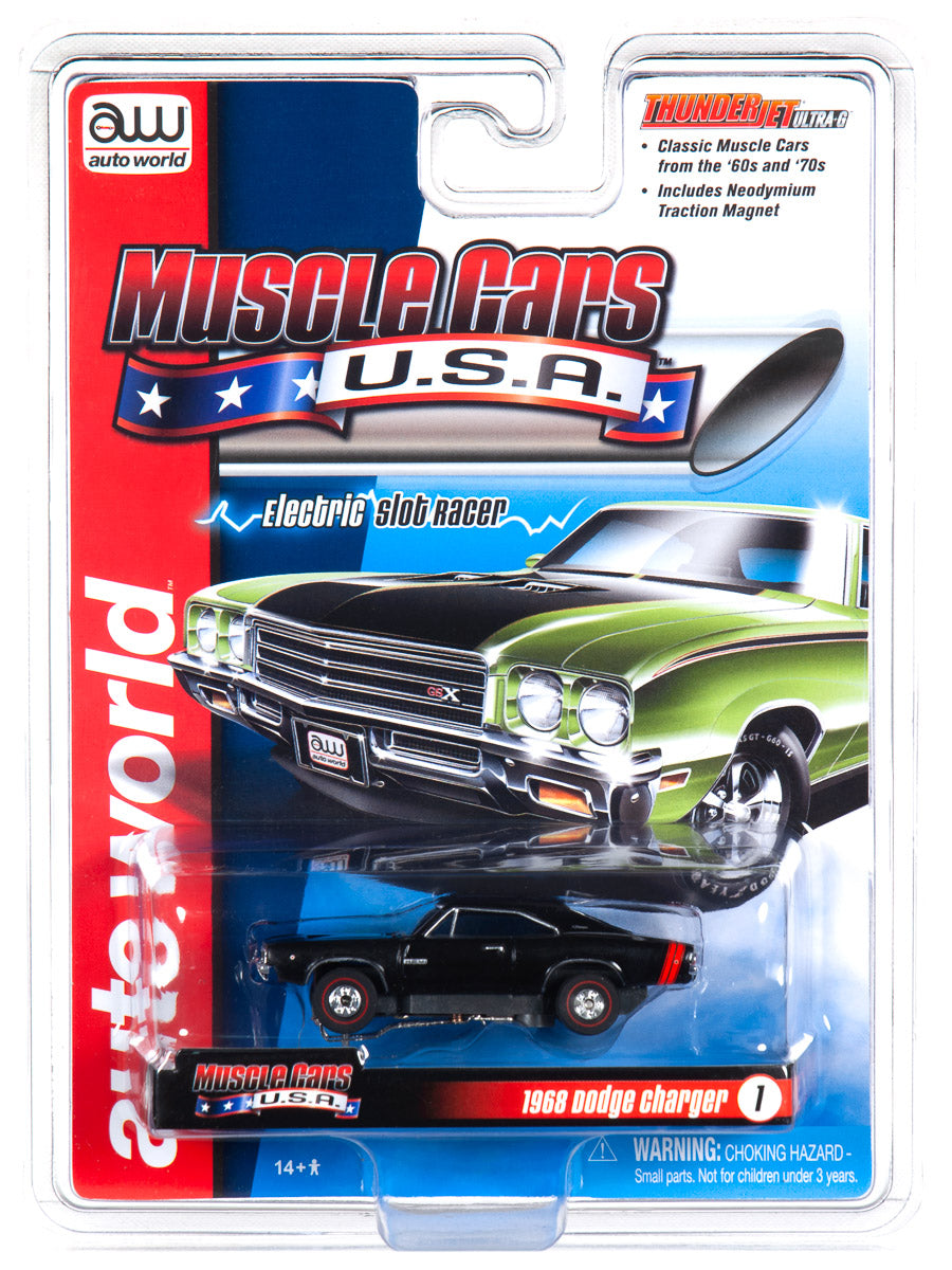 Auto World 1968 Dodge Charger Black Thunderjet HO Slot Car SC349 fits AFX