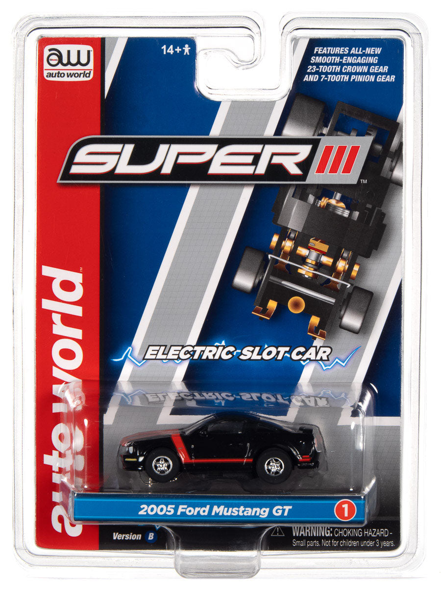 Auto World Super III 2005 Ford Mustang GT Black HO Slot Car AFX SC383