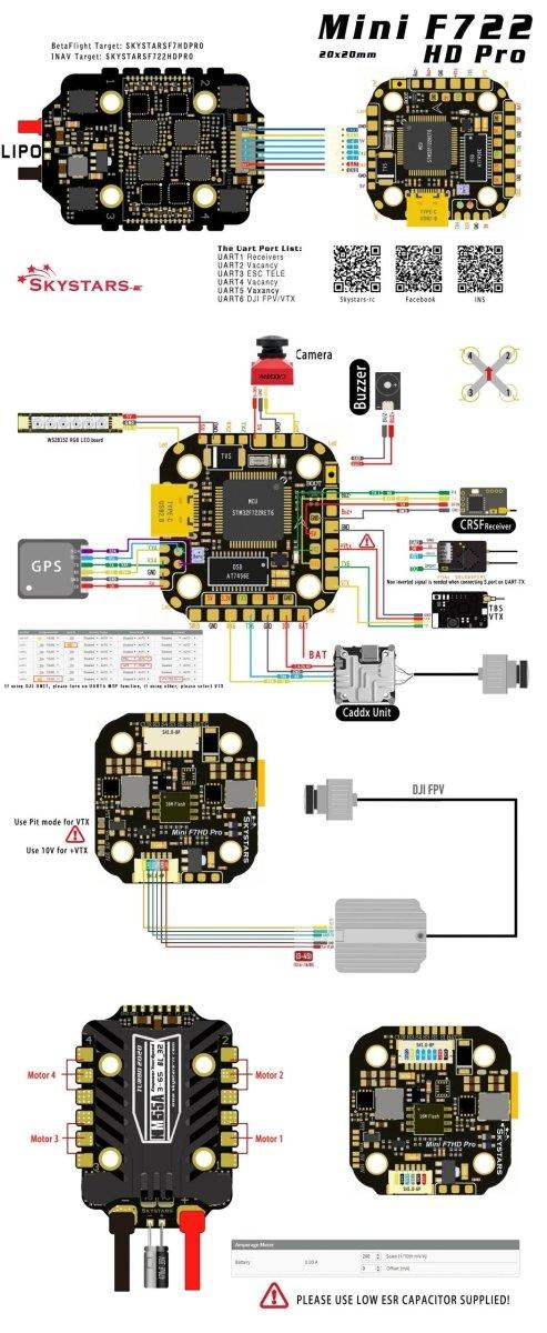 Skystars F722HD Stack Flight Controller & KM55 55A ESC - 20x20 at WREKD Co.