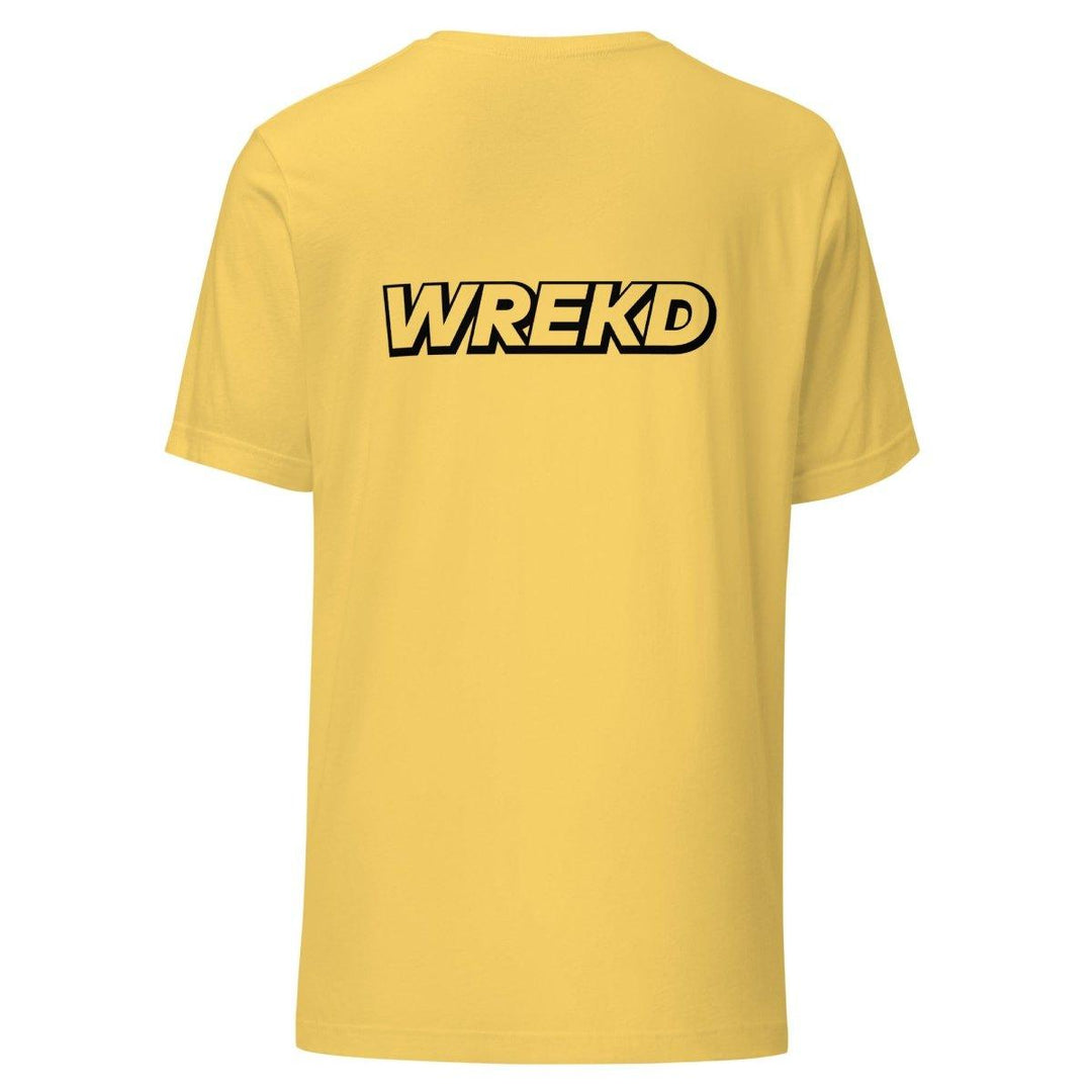 WREKD Black on Yellow Logo Tee at WREKD Co.