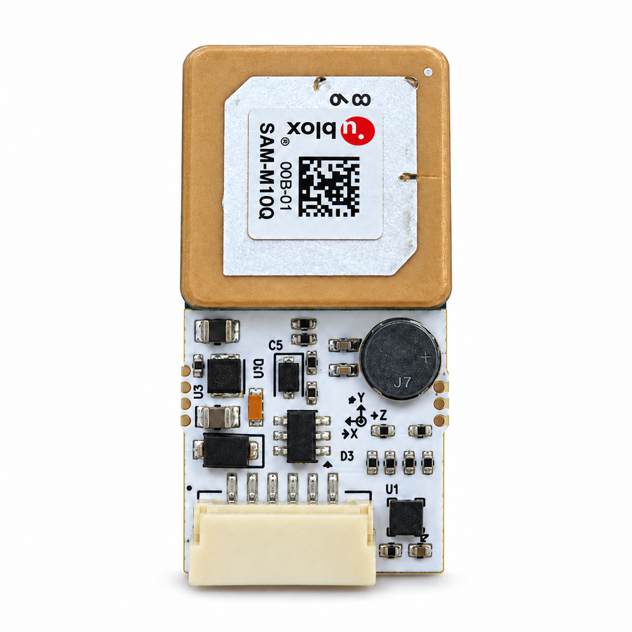 Front view of the WREKD MINI GPS SAM-M10Q module with compass on a white background