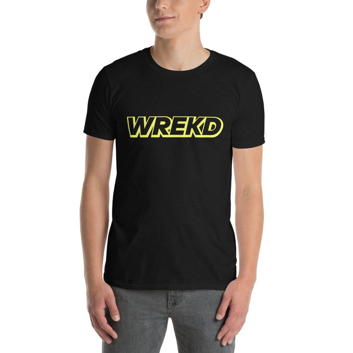 WREKD Yellow on Black Short-Sleeve Unisex Logo Tee at WREKD Co.