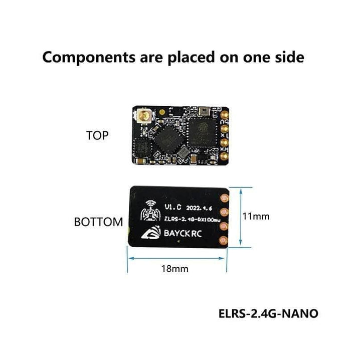 BayckRC ELRS 2.4GHz Receiver - T Antenna at WREKD Co.