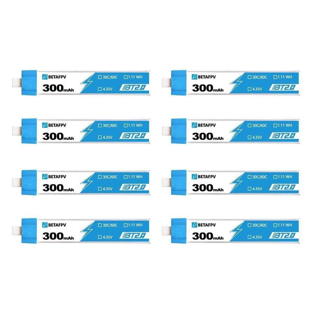 BetaFPV 3.8V 1S 300mAh 30C LiHV Whoop/Micro Battery 8 Pack - BT2.0 at WREKD Co.