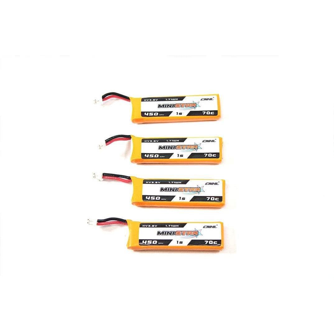 CNHL MiniStar 3.7V 1S 450mAh 70C LiHV Micro Battery (4 Pack) - PH2.0 at WREKD Co.