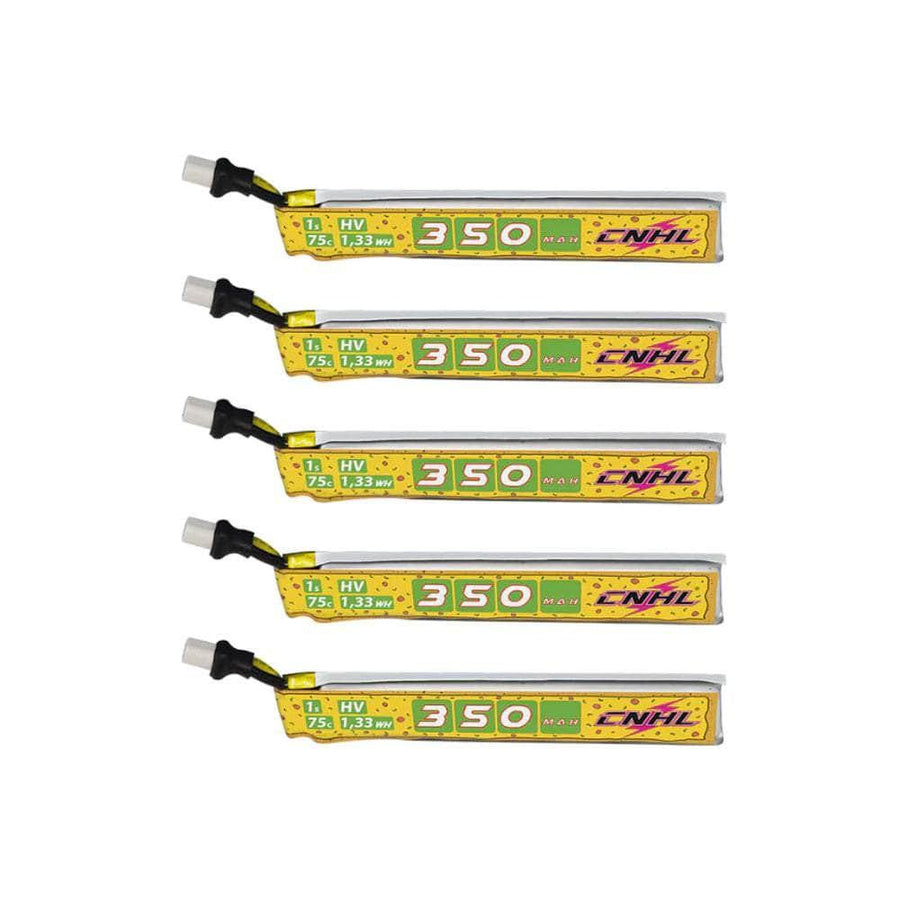 CNHL SpeedyPizza 3.8V 1S 350mAh 75C LiHV Battery 5 Pack - BT2.0 at WREKD Co.