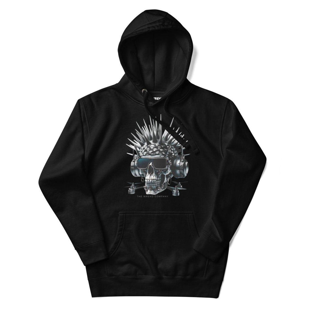 Cyberpunk FPV Skull Unisex Hoodie by WREKD Co. - Choose White or Black at WREKD Co.