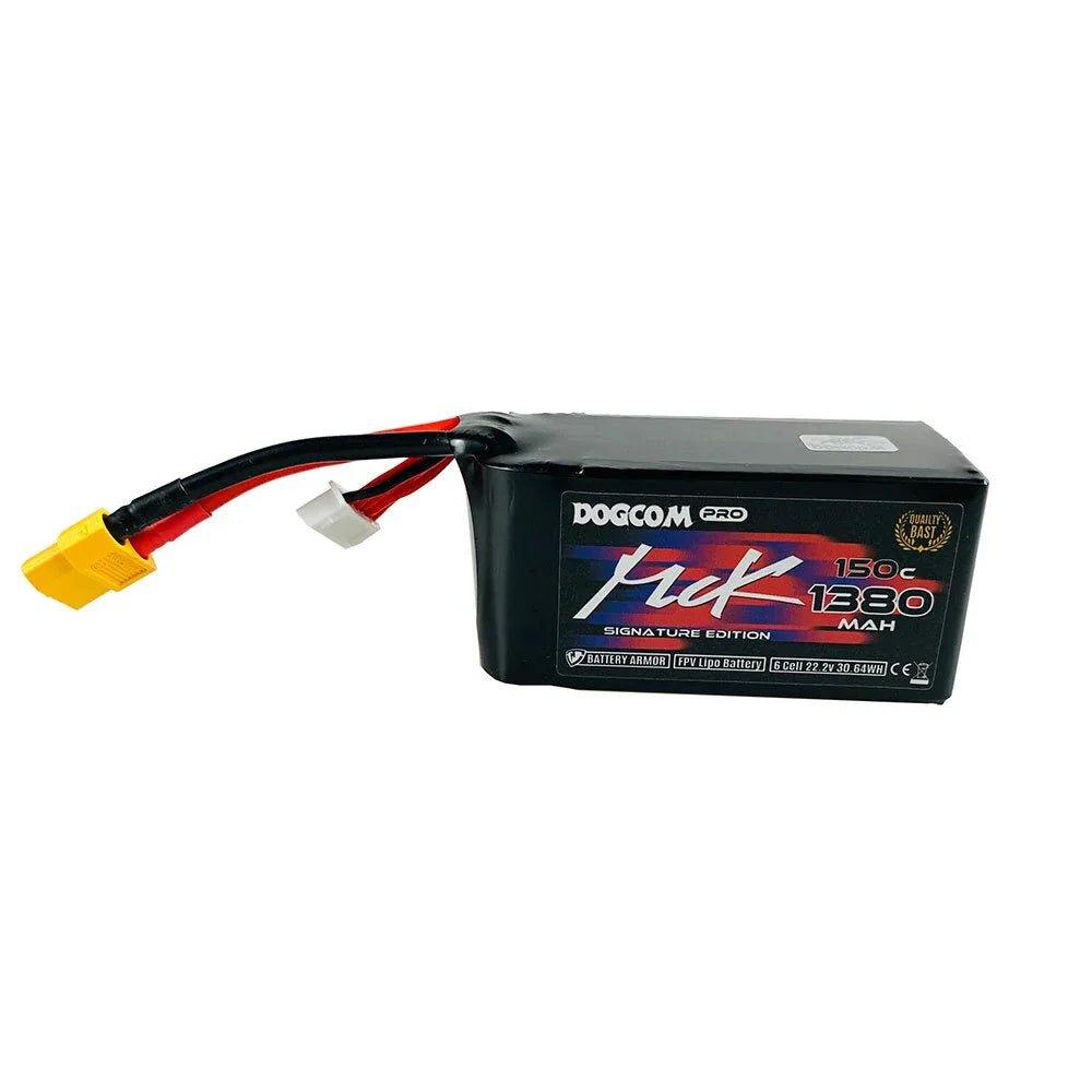 DOGCOM MCK 1380mAh 6s 22.2V 150C LiPo FPV 5" Extreme Racing Battery at WREKD Co.