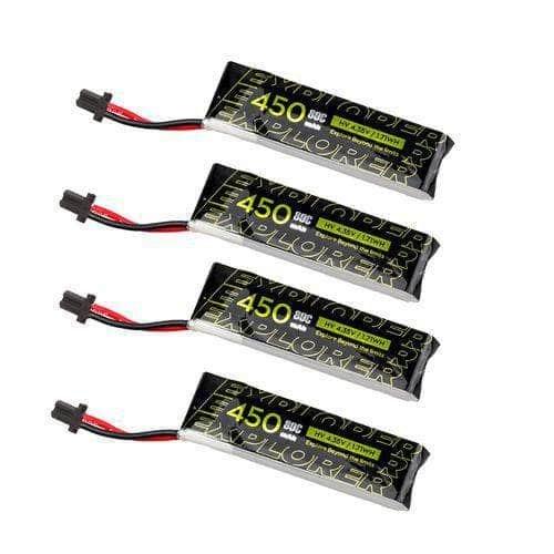 Flywoo Explorer 3.8V 1S 450mAh 80C LiHV Battery 4 Pack - GNB27 at WREKD Co.