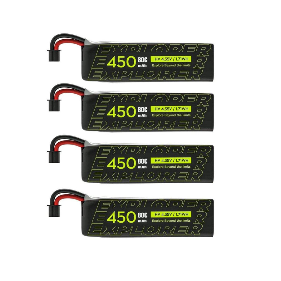 Flywoo Explorer V2 3.8V 1S 450mAh 80C LiHV Battery 4 Pack - A30 at WREKD Co.