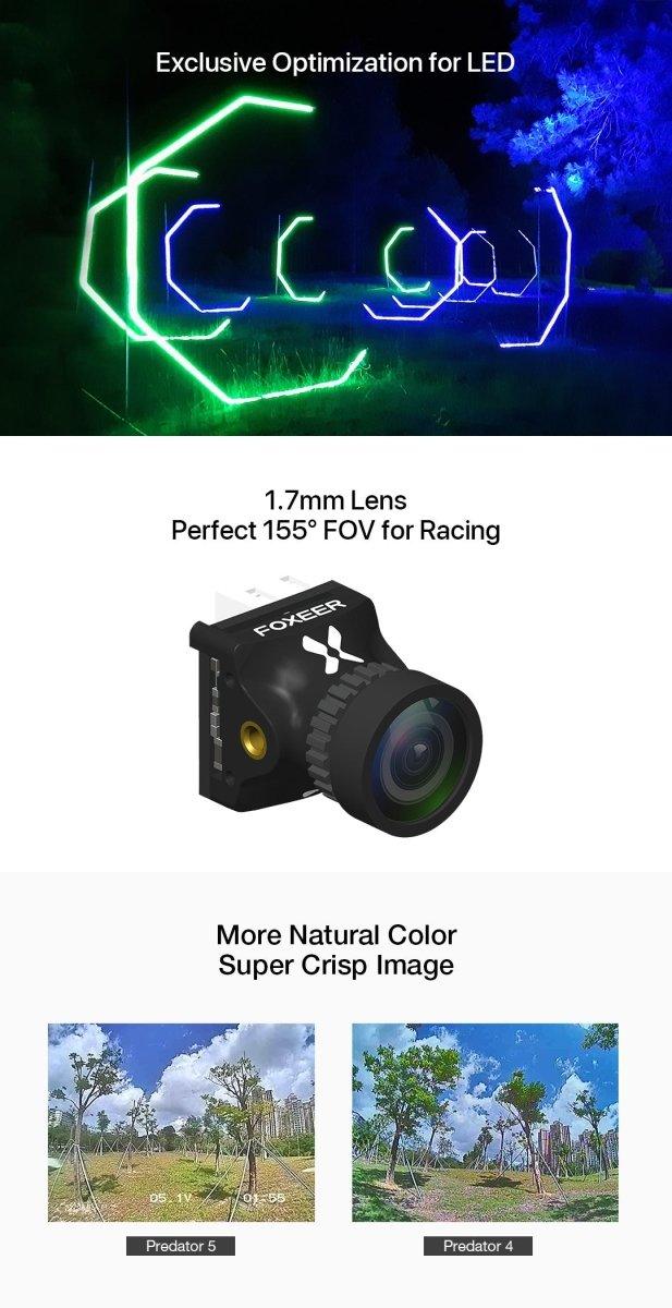 Foxeer Predator 5 Nano Racing Camera 4ms Latency w/ 1000TVL 1.7mm Lens - Choose Version / Color at WREKD Co.