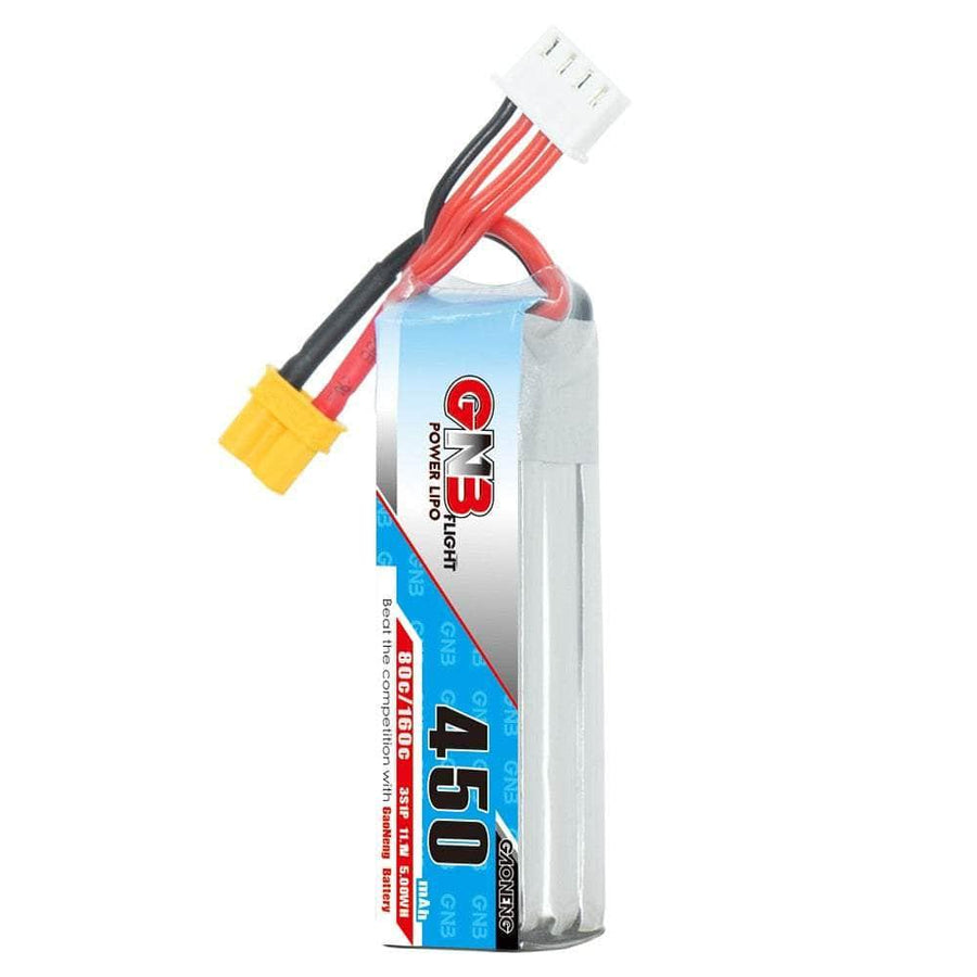 Gaoneng GNB 11.1V 3S 450mAh 80C LiPo Micro Battery (Long Type) - XT30 at WREKD Co.