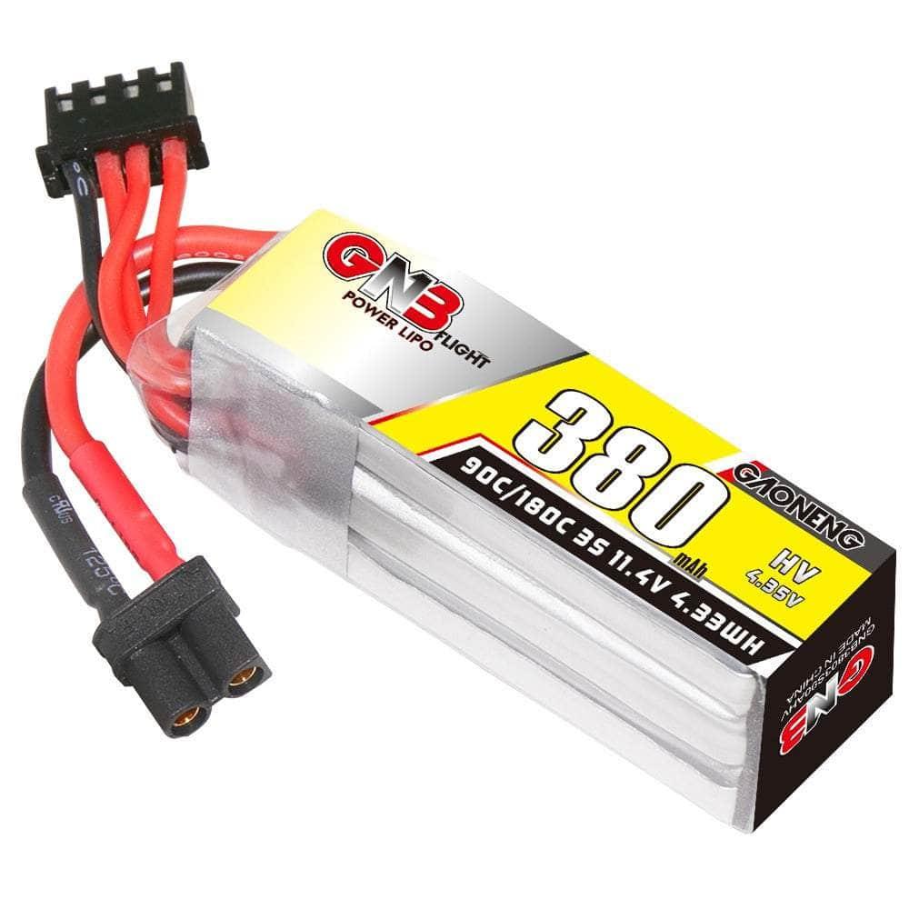 Gaoneng GNB 11.4V 3S 380mAh 90C LiHV Micro Battery - XT30 at WREKD Co.